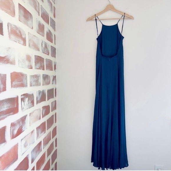 Reformation Noelle Dress Backless Halter Flowing Maxi Dress In Navy Blue Size XS - Picture 6 of 14